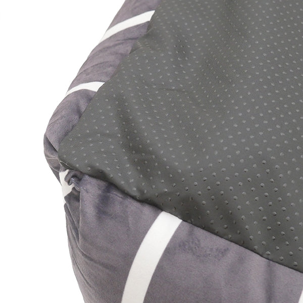 Grey Velvet Stripes Square Pet Bed - SMALL