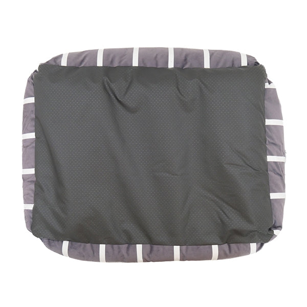 Grey Velvet Stripes Square Pet Bed - SMALL