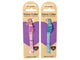 Two kitten reflective collars in pink and blue colors, with heart-shaped charms and adjustable buckles, packaged on a card.